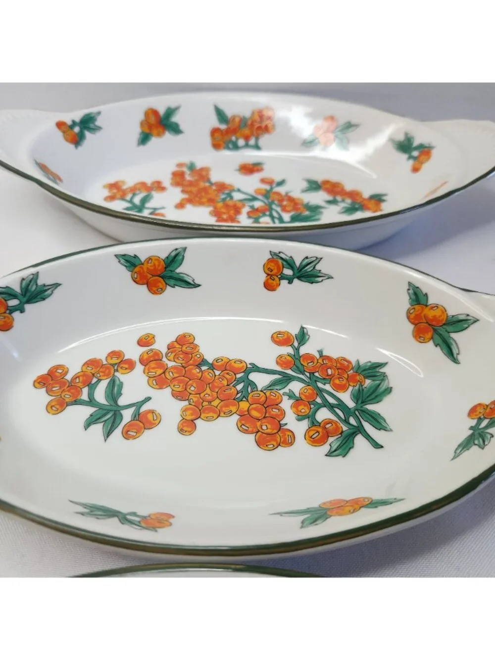 Berry Patch Fine China Oval Serving Dishes Set Of 3 Orange Berry Floral Design M